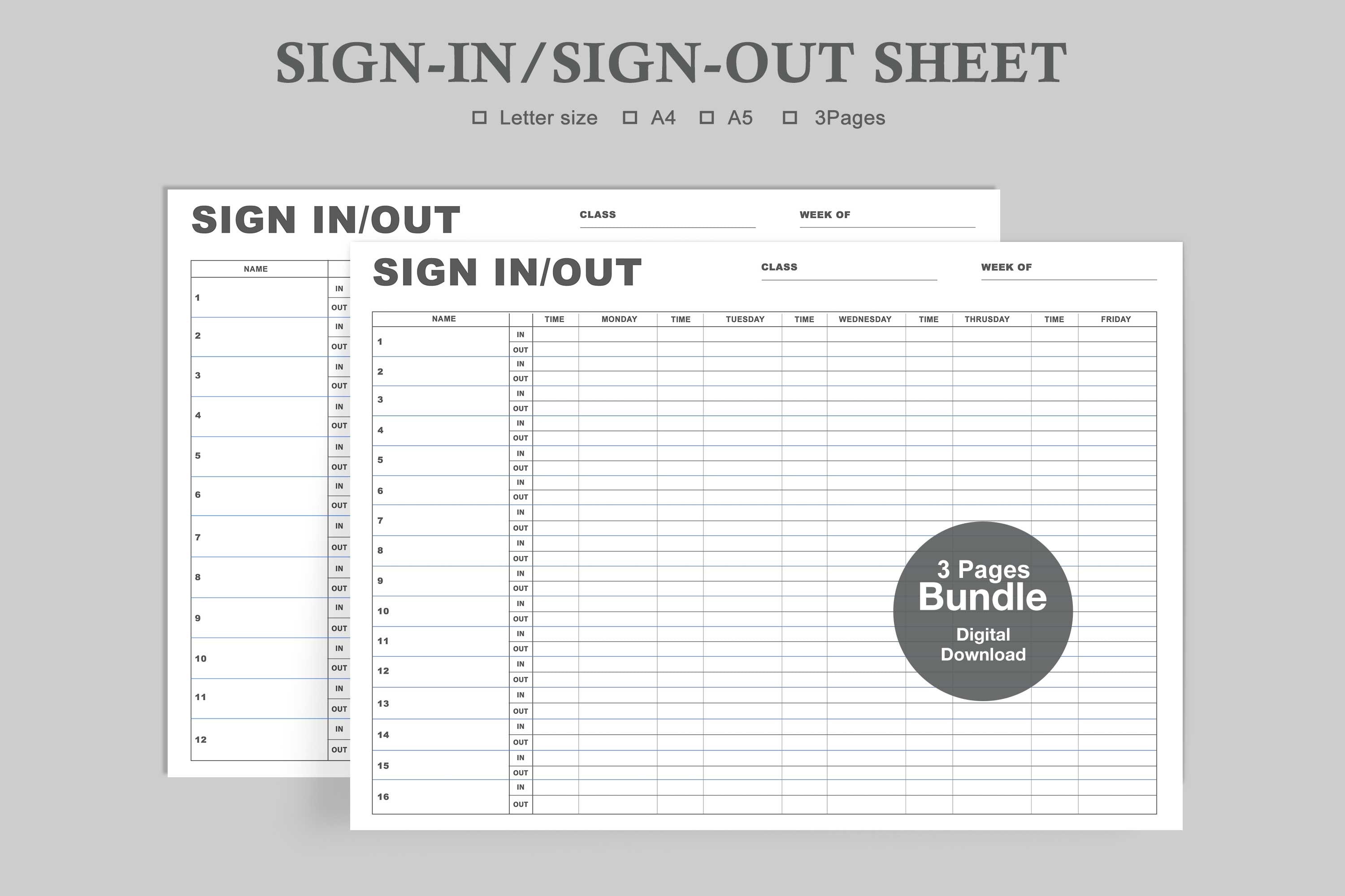 Signin/signout Sheet Template,sign in and Out Sheet,attendance Sheet