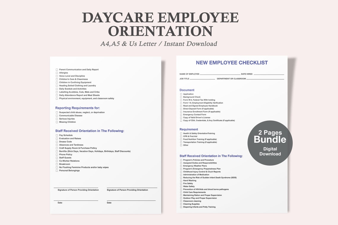 Daycare Employee Orientation,daycare Employee Application - Etsy