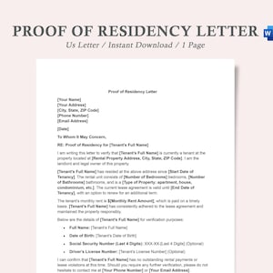 proof of residency letter,letter of residency,proof of address letter,proof of address template,proof of residency letter template