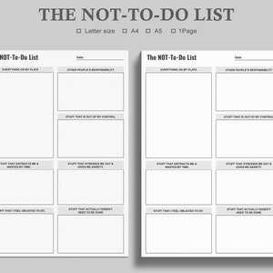 The Not-To-Do List,Priority Planner,Not To-Do List Planner,Priority Tracker,Priority List,Priority Matrix,Task Priority list,A4,A5,Us Letter