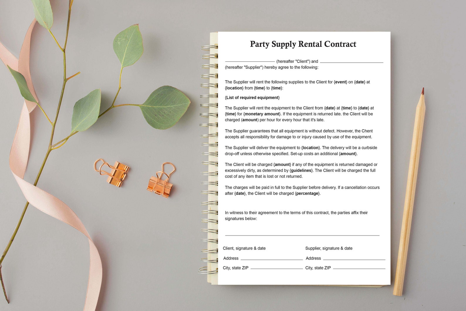 Party Supply Rental Contract party Supply Rental Agreement Form party Party Supply Rental Contract party Supply Rental Agreement Form party