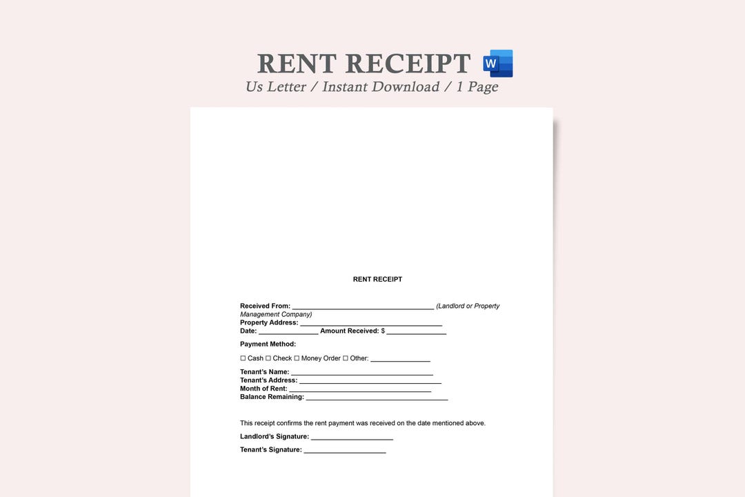 Rent Receipt Template,rent Receipt,rent Payment Receipt Template