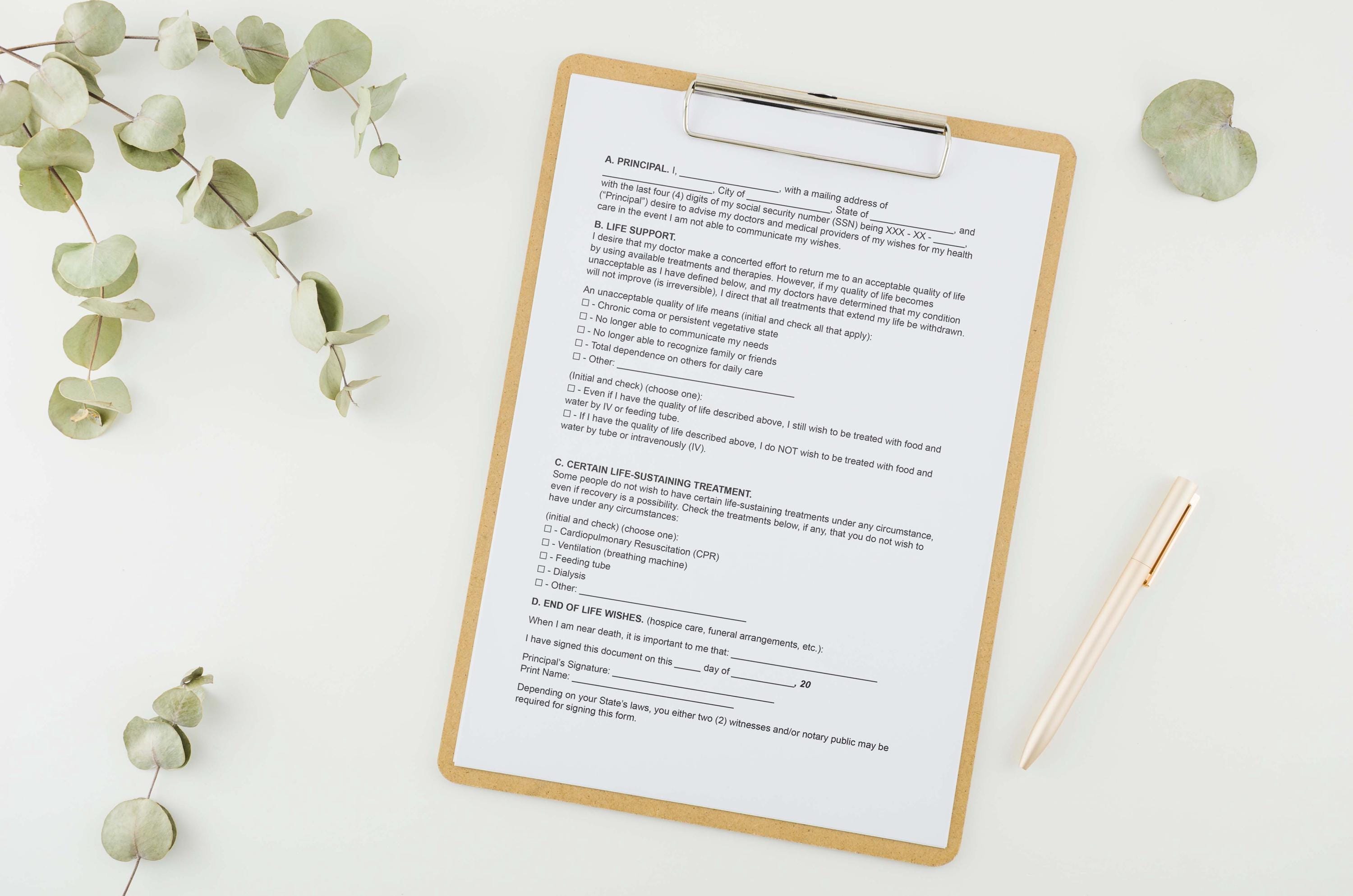 Advance Directive Form,blank Advance Directive Form,advance Care ...