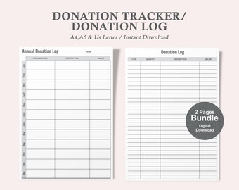 Donation Tracker Printable - Etsy