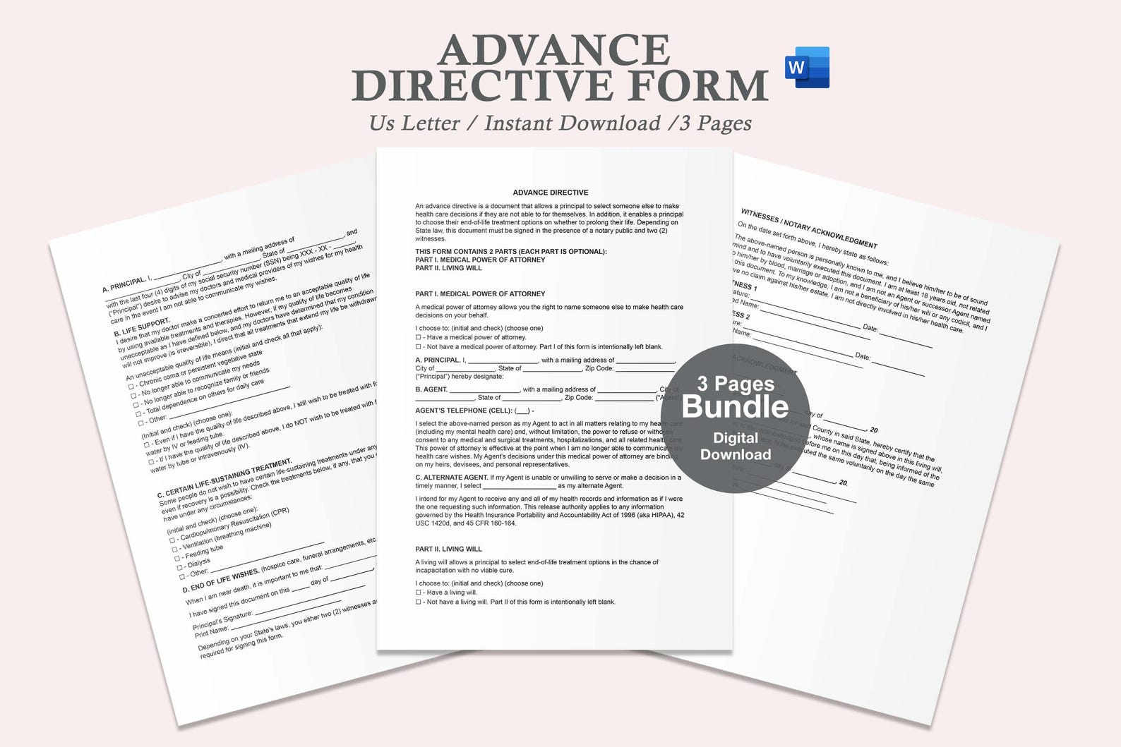 Advance Directive Form,blank Advance Directive Form,advance Care ...