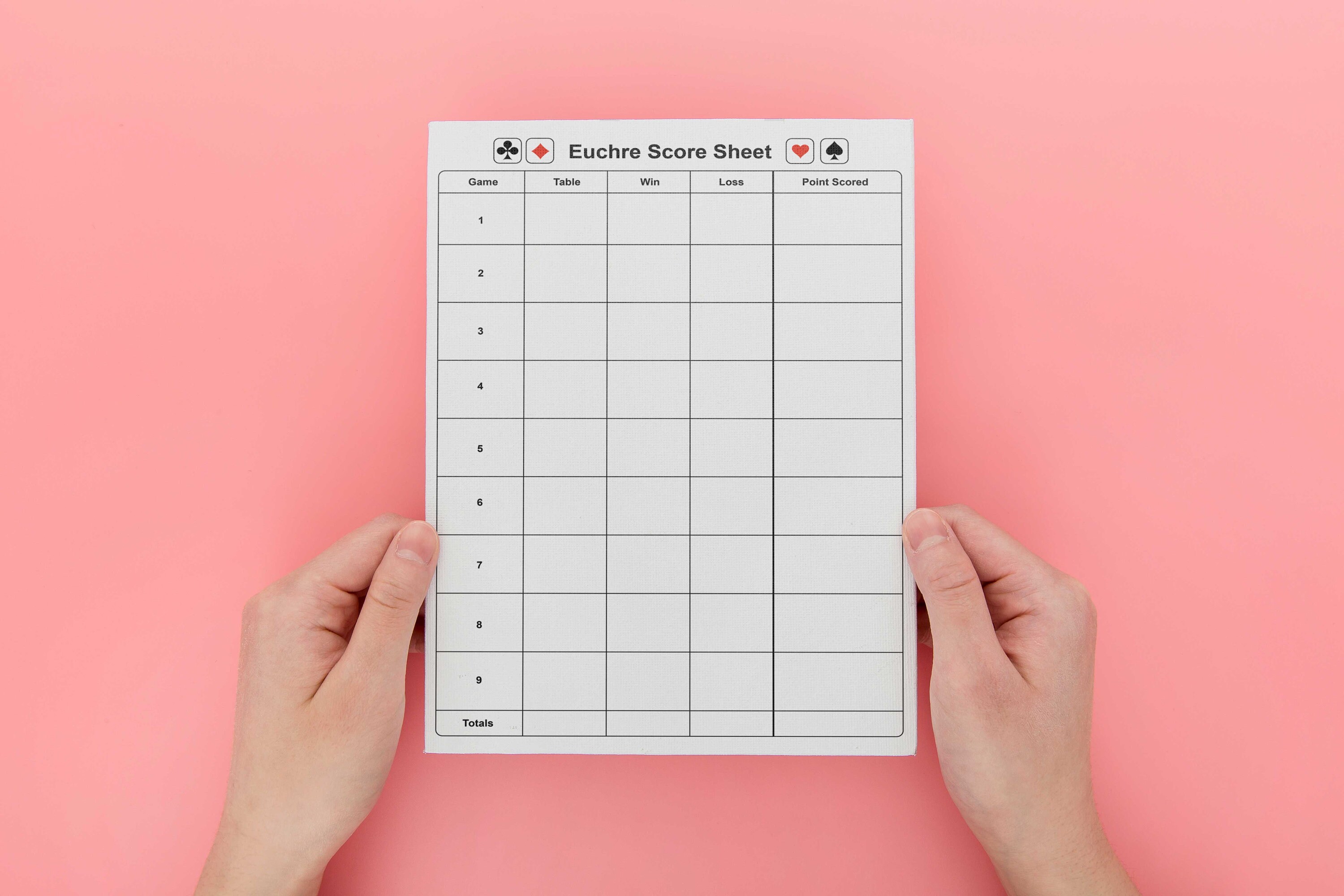 Euchre Score Sheet,euchre Score Card,euchre Rotation,euchre Tournament ...