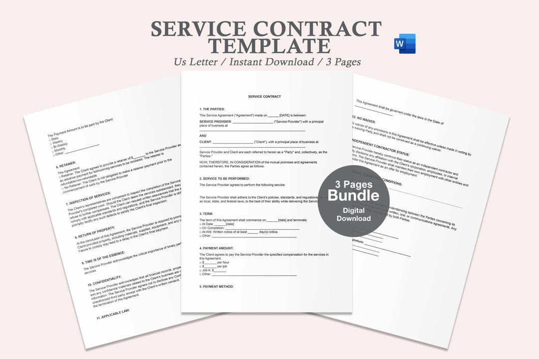 Service Contract,service Contract Template,service Agreement,service