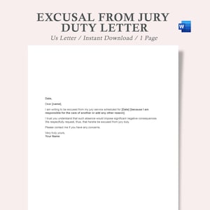 excusal from jury duty letter,jury excuse letter,employer jury duty excuse letter,employer letter for jury duty,form of excuse letter