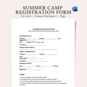 summer camp registration form,summer camp registration form template,summer camp registration form template word,summer camp form template