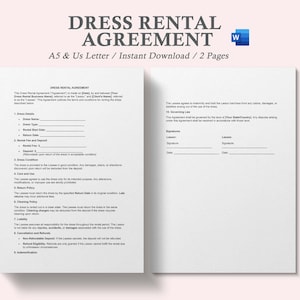 Dress rental agreement template,dress rental agreement,printable gown rental agreement form