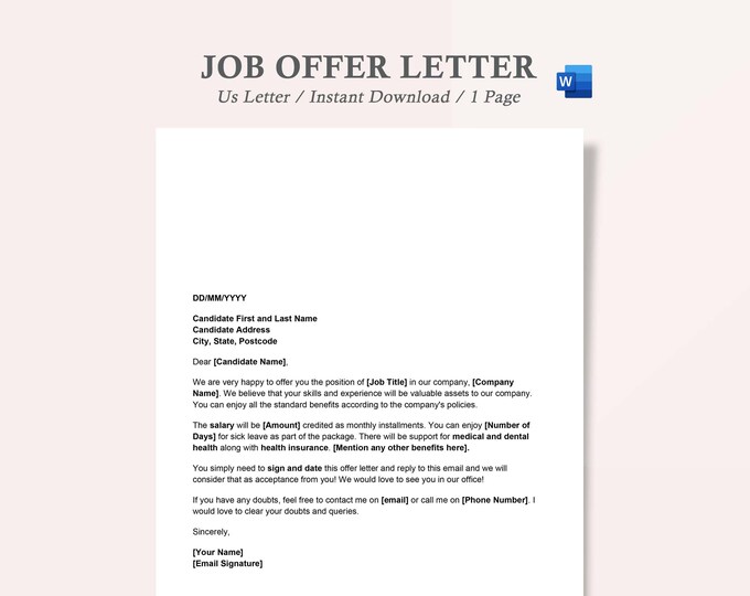 Job Offer Letter Professional Job Offer Letter Template Google Docs ...