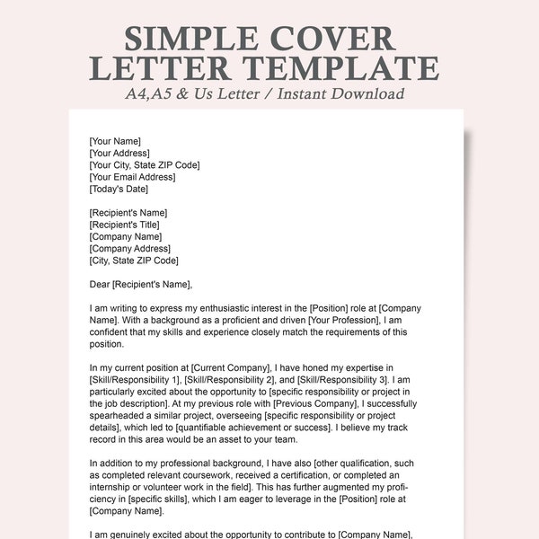 Resume Cover Letter - Etsy