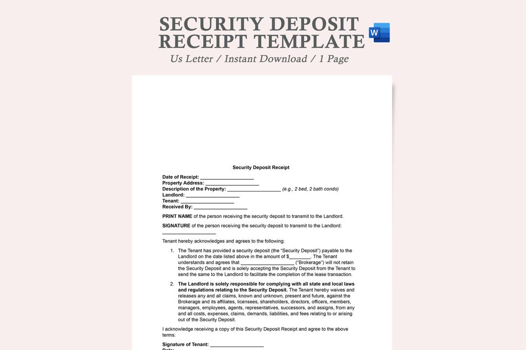 Security Deposit Receipt Template,security Deposit Receipt Form ...