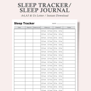 slaapdagboek, maandelijks slaaplogboek, afdrukbaar slaaplogboek, invoegen slaaptracker