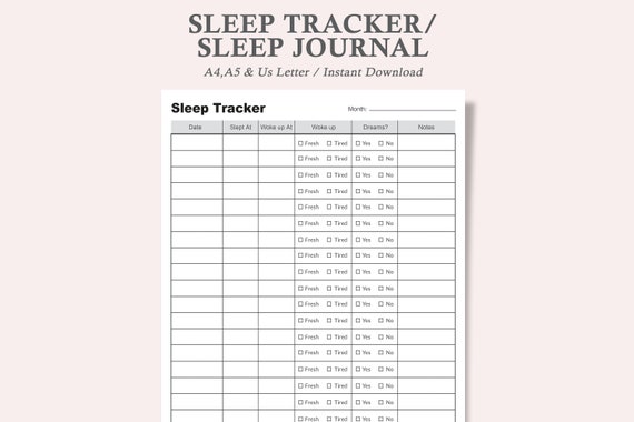 sleep dairy,monthly sleep log,printable sleep log,sleep tracker insert