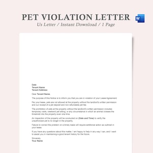 carta de violação de animal de estimação, carta de violação de cão, modelo de carta de violação de animal de estimação, modelo de carta de notificação de violação de animal de estimação, carta de violação de animal de estimação ao inquilino