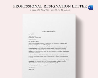 resignation letter template,Professional Resignation Letter,resignation letter,resignation template,letter of resignation