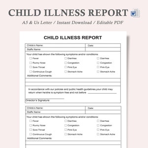 informe de enfermedad infantil,informe de enfermedad,rastreador de enfermedades,informe de enfermedad para guardería