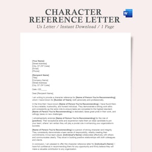carta de referencia de carácter, plantilla de referencia de carácter, plantilla de carta de referencia personal word, carta de carácter
