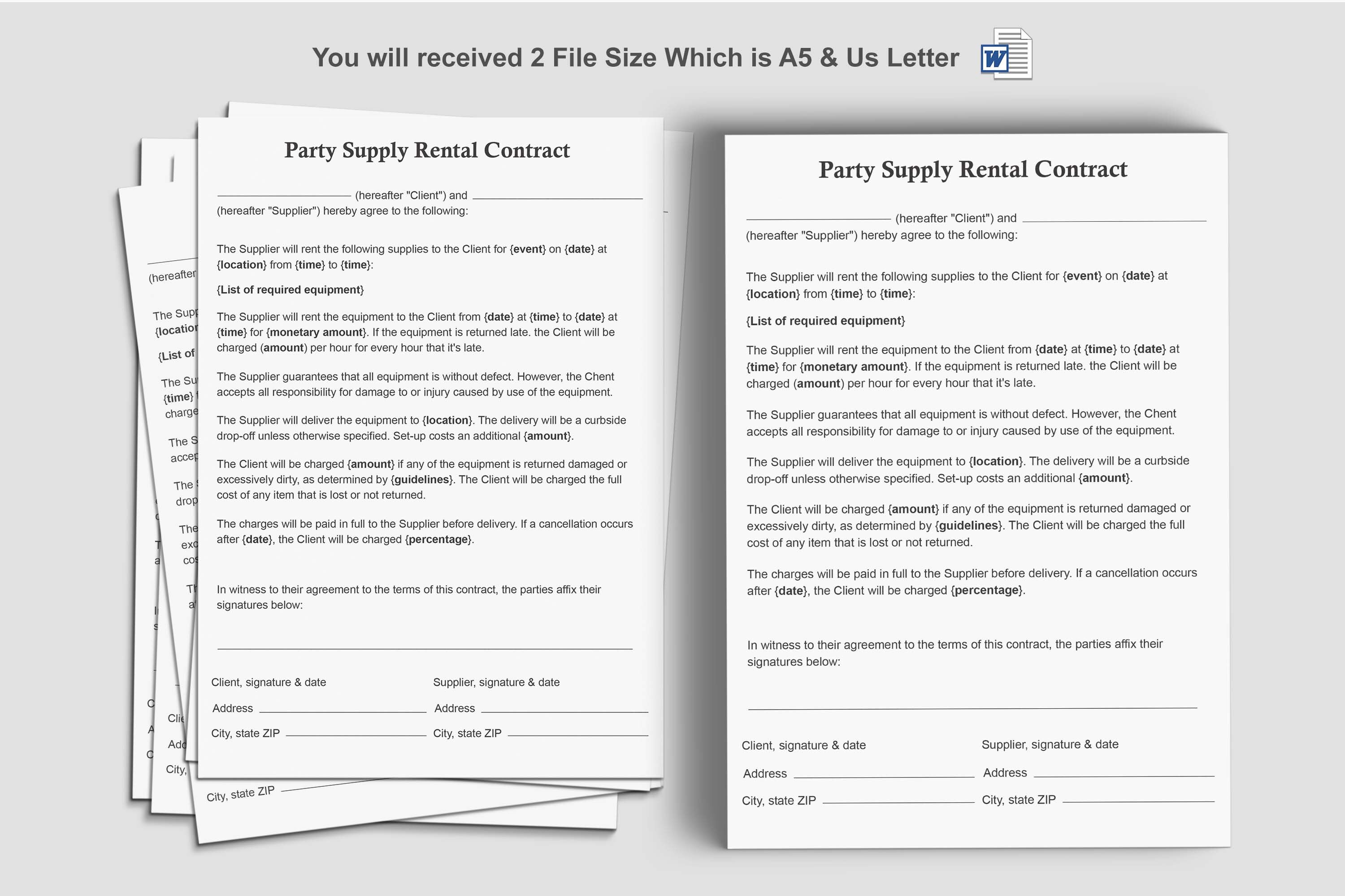 Party Supply Rental Contract party Supply Rental Agreement Form party Party Supply Rental Contract party Supply Rental Agreement Form party