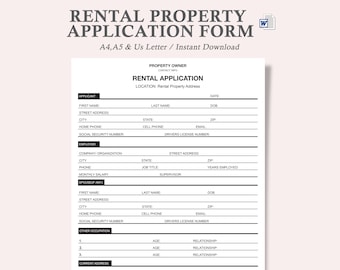 apartment rental application,application for rental property,rental property application template,rental application form