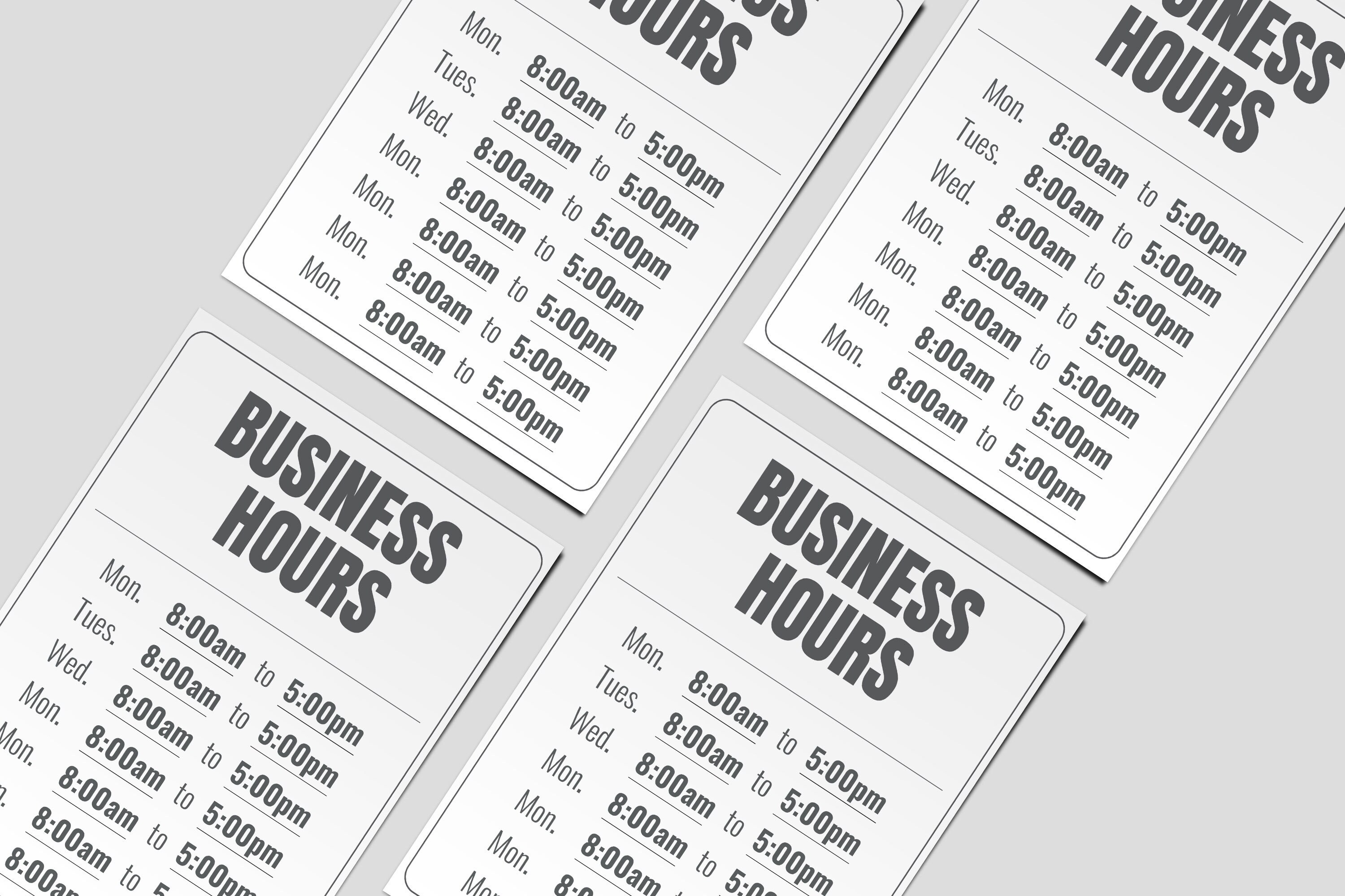 Business Hours Printable Signweekly Store Hours Etsy