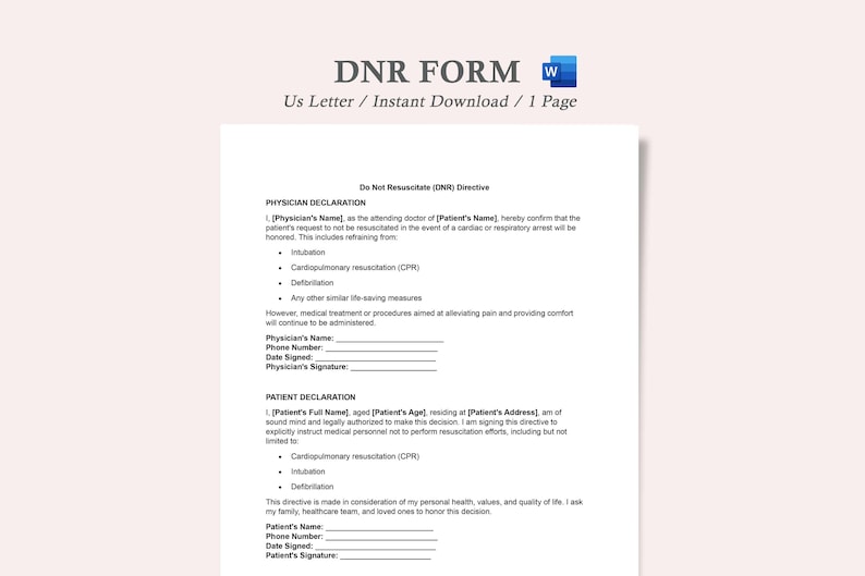 Dnr Form,dnr Form Pdf,dnr Document,dnr Template,printable Dnr Form,dnr ...