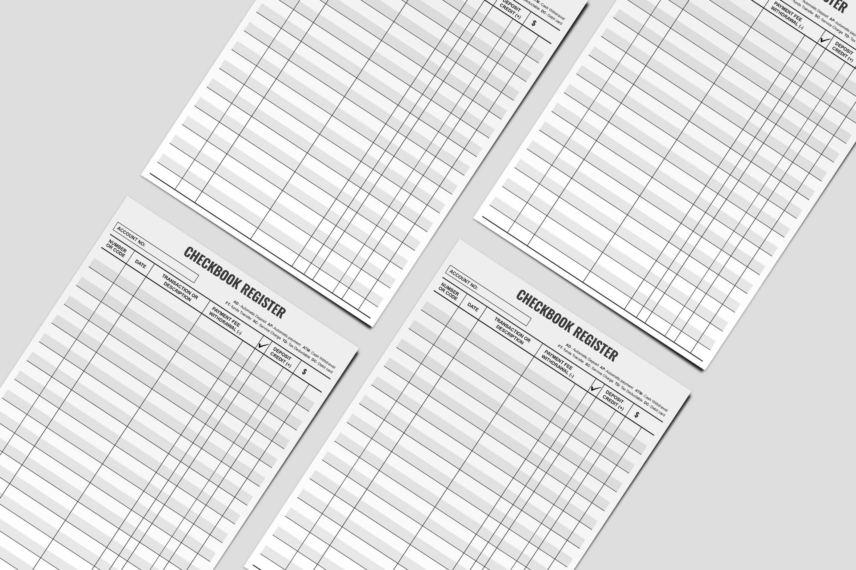 Printable Checkbook Register,checkbook Tracker,check Register