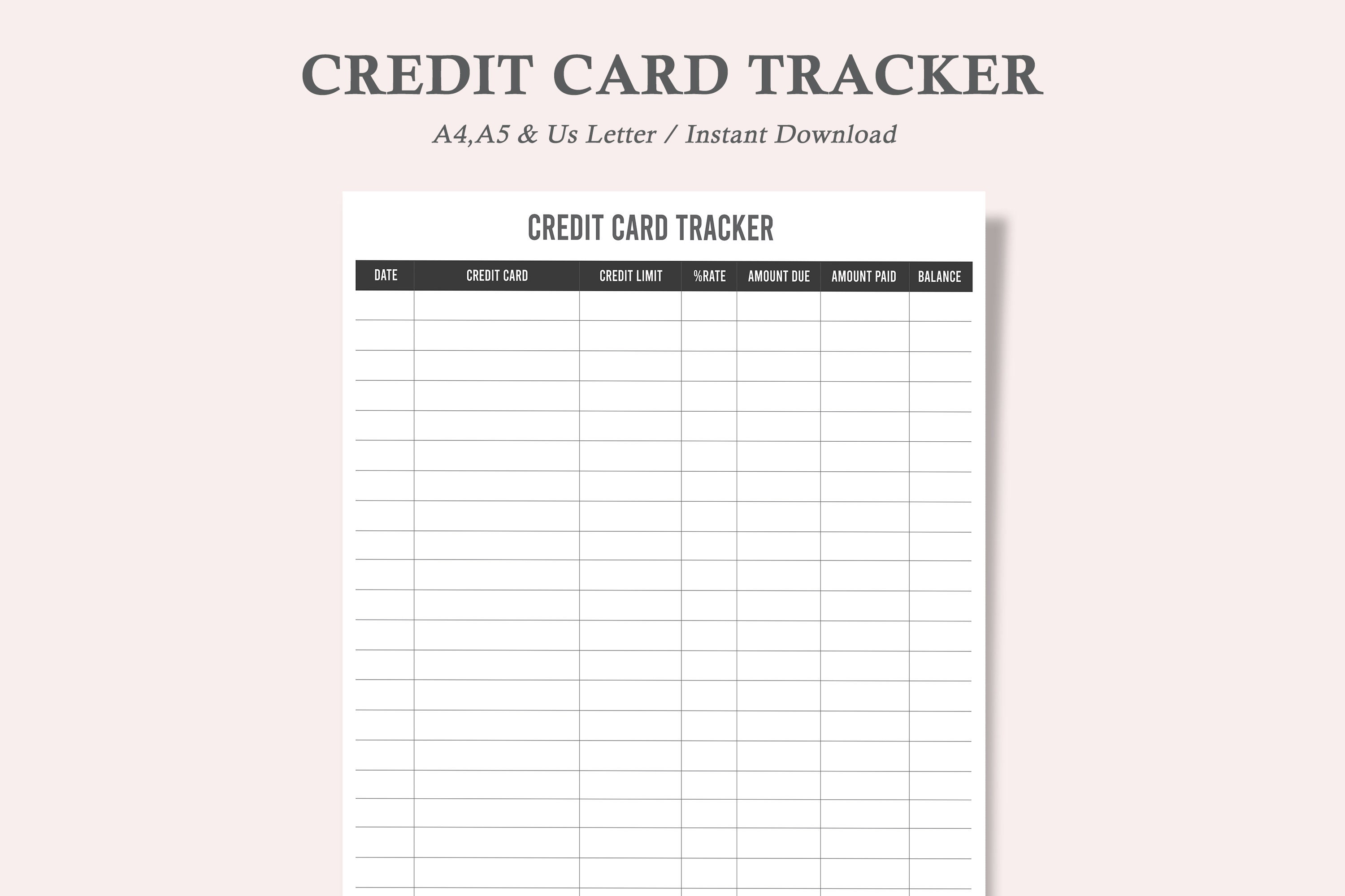 Credit Card Log - Etsy