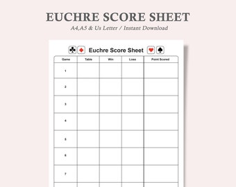 euchre score sheet,euchre score cards printable,euchre tournament score card,euchre game score sheet