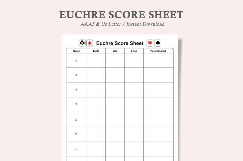 Euchre Score Sheet euchre Score Card euchre Rotation euchre Tournament euchre-score-sheet-euchre-score-card-euchre-rotation-euchre-tournament