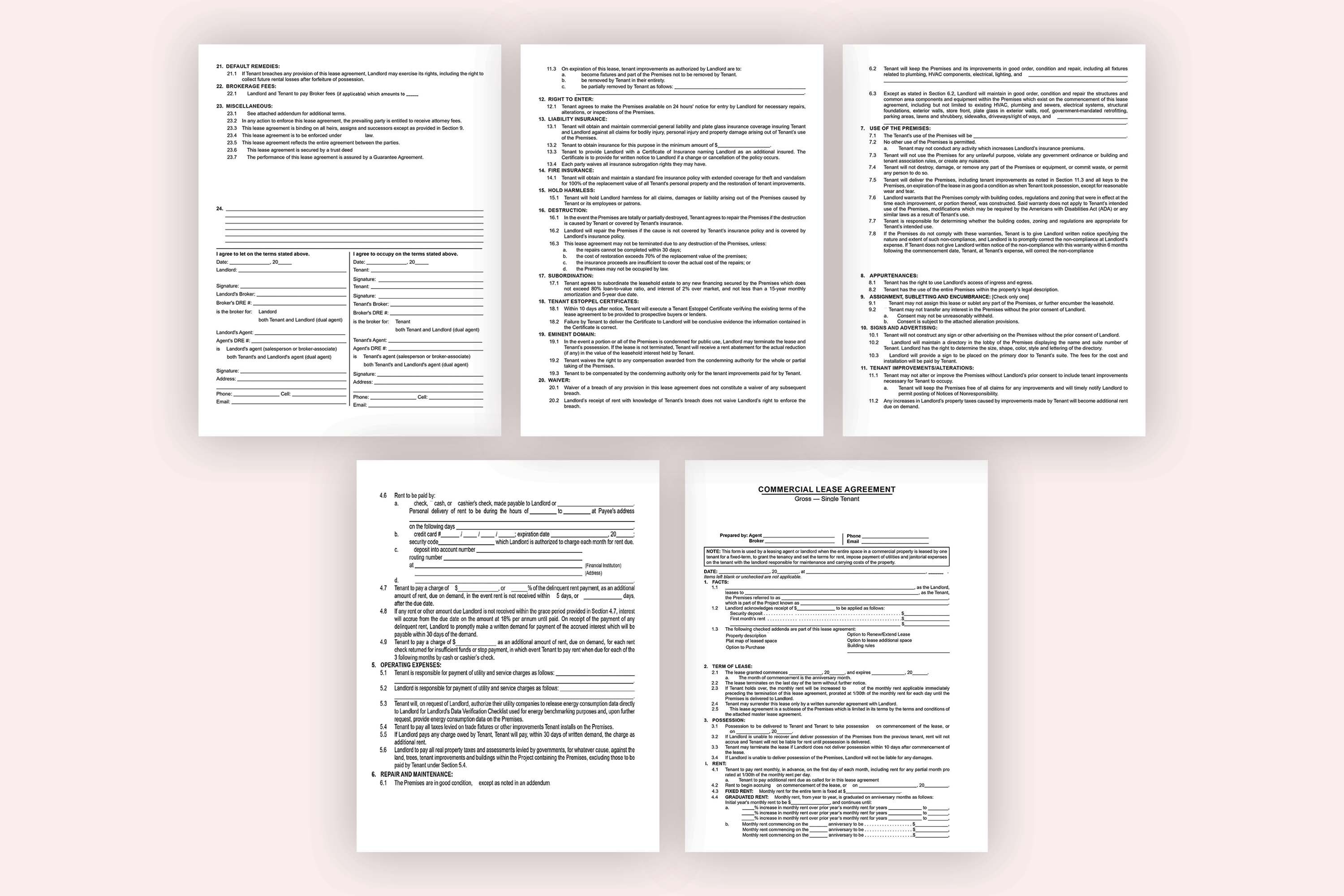 Commercial Lease Contract,commercial Lease Agreement,commercial ...