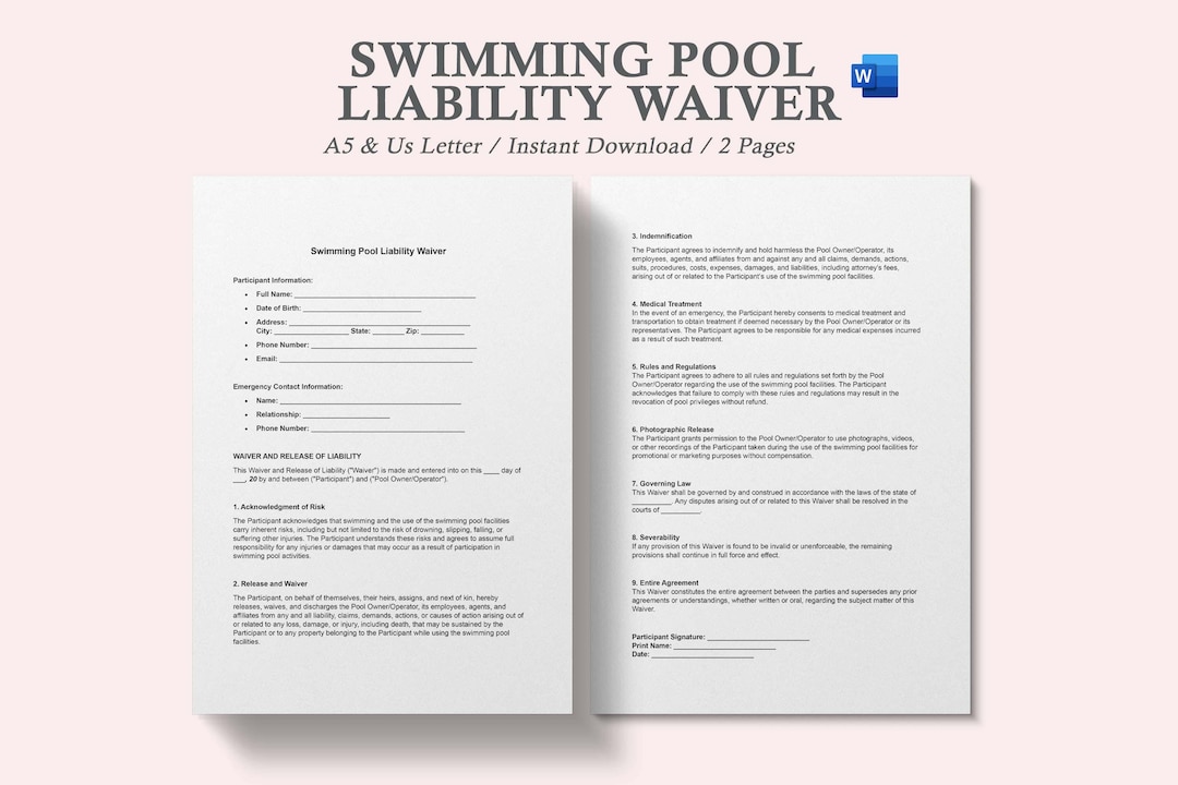 Swimming Waiver Template swimming Pool Waiver Release Form pool Waiver Swimming Waiver Template swimming Pool Waiver Release Form pool Waiver