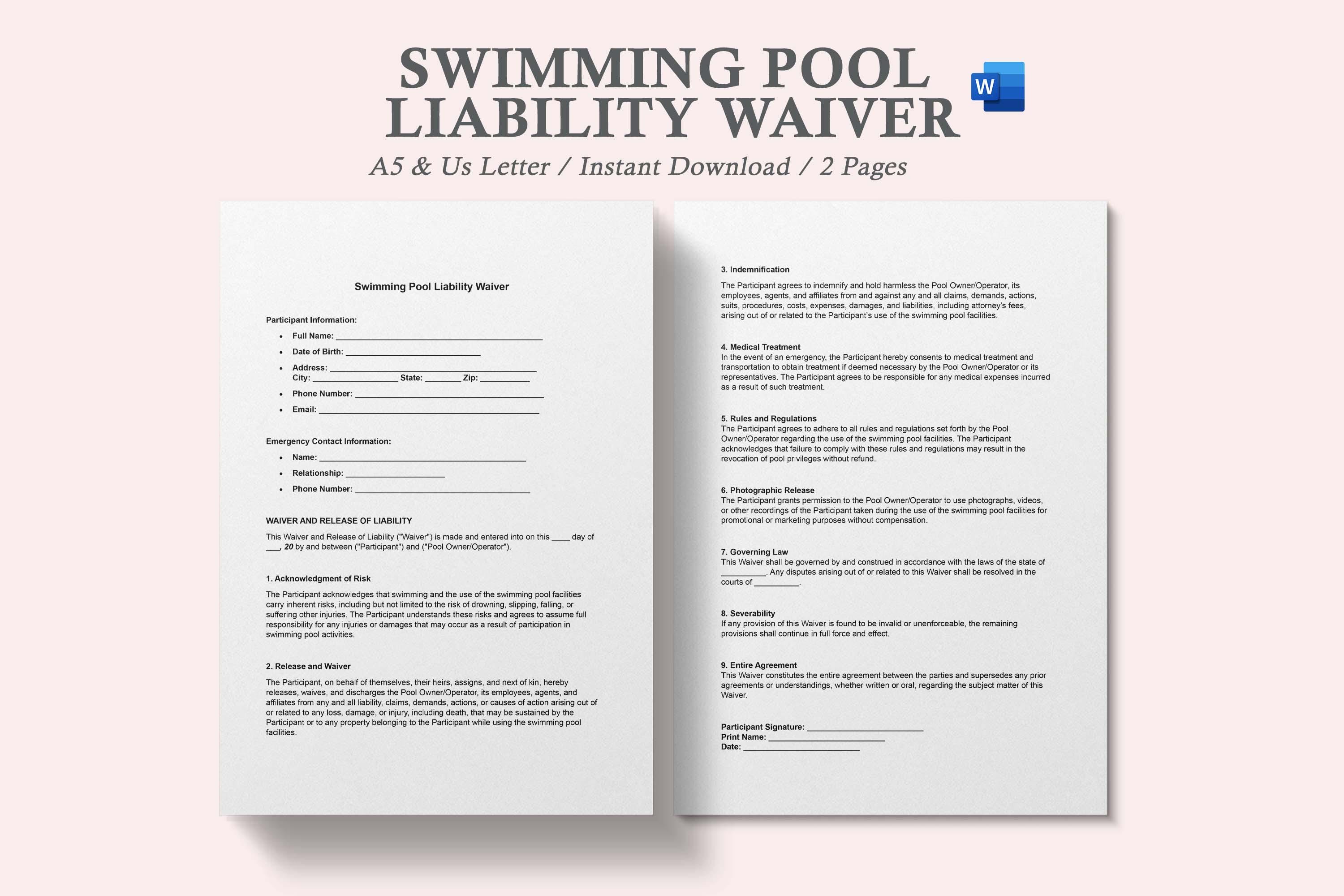 Swimming Waiver Template swimming Pool Waiver Release Form pool Waiver Swimming Waiver Template swimming Pool Waiver Release Form pool Waiver
