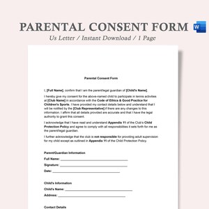 Formulario de consentimiento parental, carta de consentimiento parental para viajar, formulario de autorización parental para viajar, formulario de autorización parental para viajar