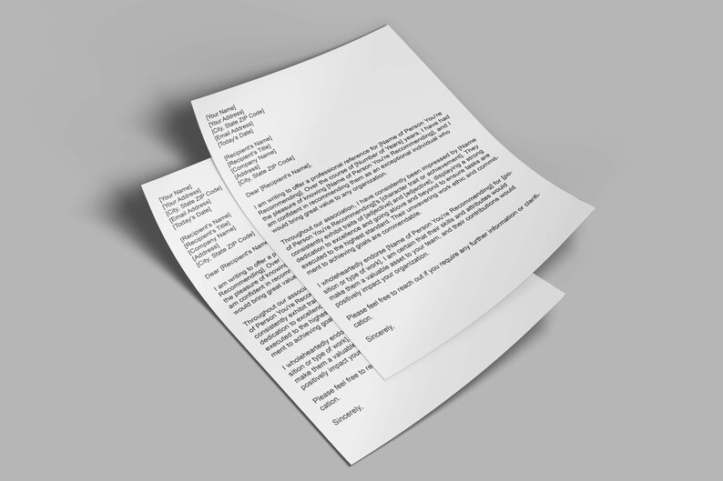 Personal Reference Letter,professional Reference Letter,template for ...