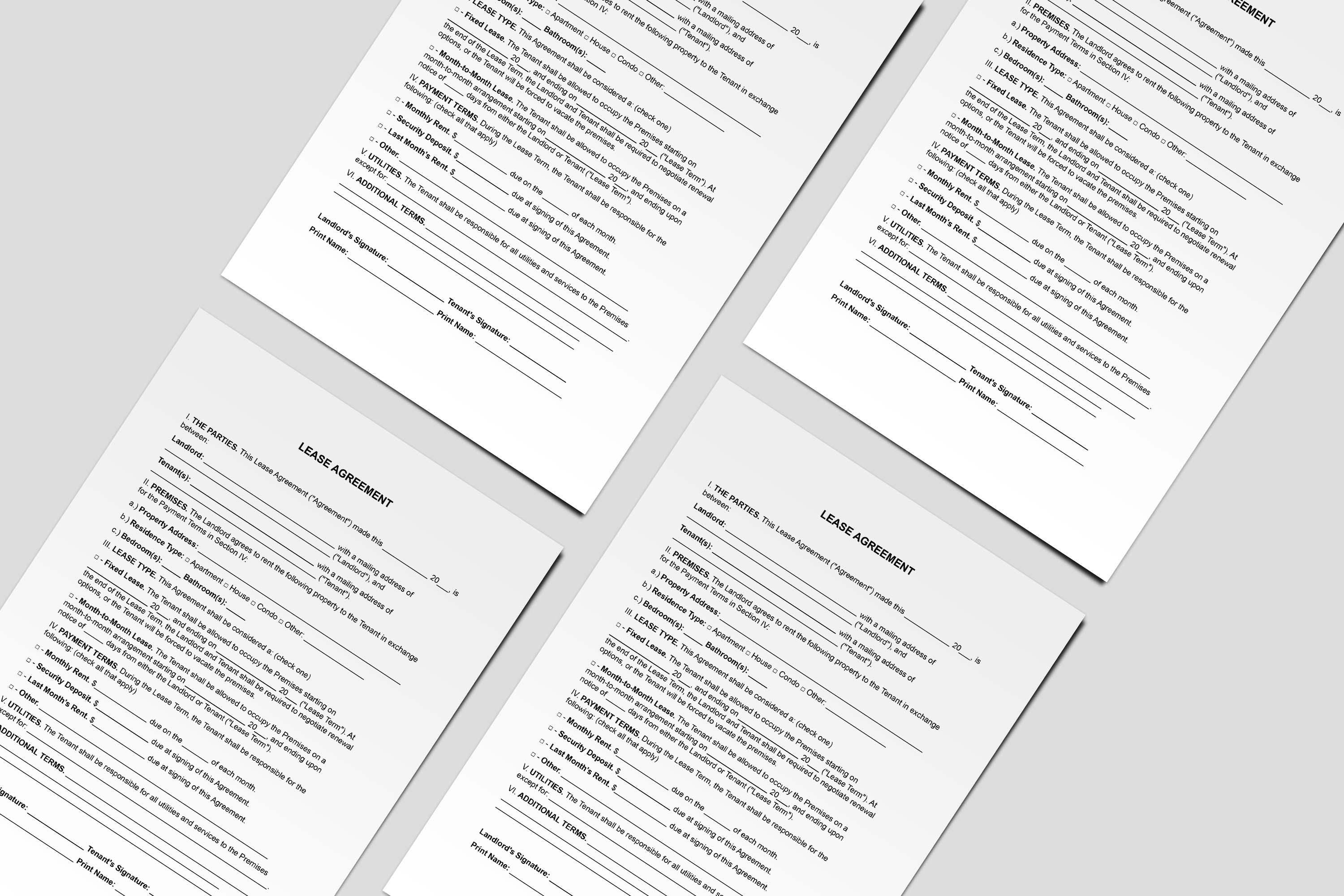 Lease Agreement Template,lease Contract Sample,sample Lease Agreement ...