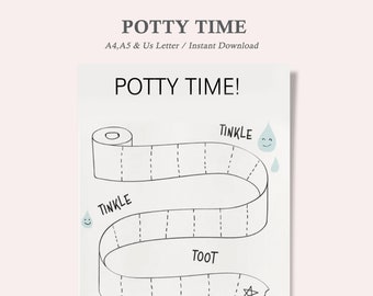 Potty Training Chart,Potty Chart,Potty Reward Chart,Toddler Reward Chart,Potty Training DIY,Potty Chart Template,A5,Us Letter