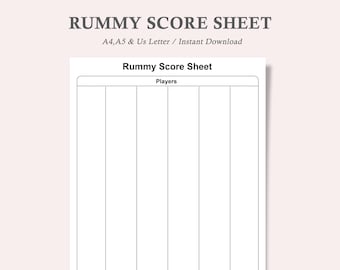 rummy score sheet,rummy score cards,printable rummy score sheet