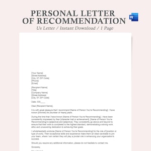 plantilla de carta de recomendación personal, plantilla de carta de recomendación, plantilla de carta de recomendación word, plantilla de recomendación