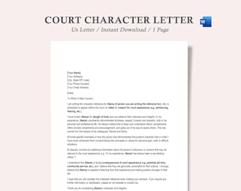 character letter for judge,court character letter,letter of recommendation for court,character reference template for court