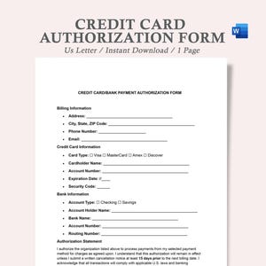 Formulario de autorización de tarjeta de crédito, plantilla de formulario de autorización de tarjeta de crédito, formulario de autorización de pago con tarjeta de crédito