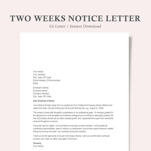 two weeks notice letter,two weeks notice template,2 week resignation letter,two week notice template word