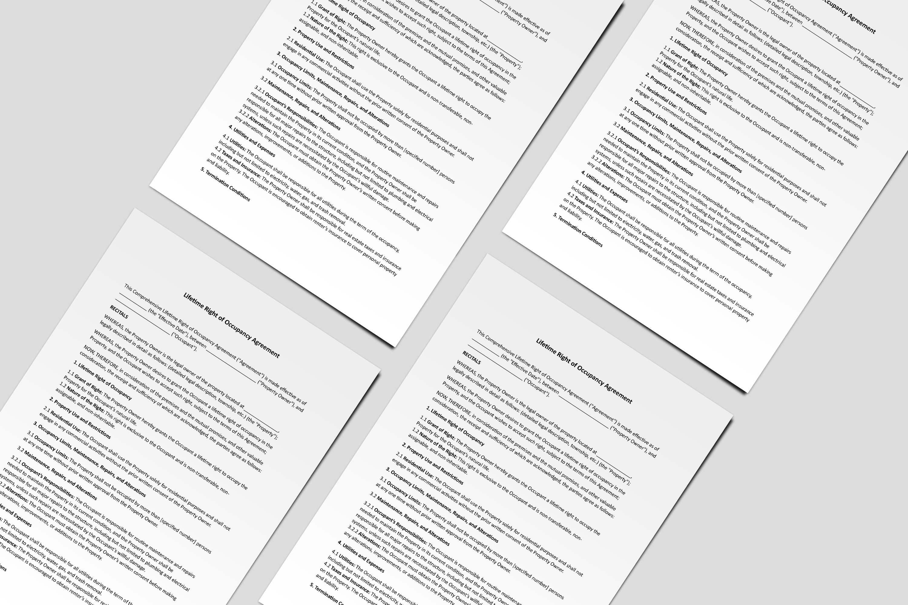 Lifetime Occupancy Agreement right of Occupancy Agreement lifetime Lifetime Occupancy Agreement right of Occupancy Agreement lifetime