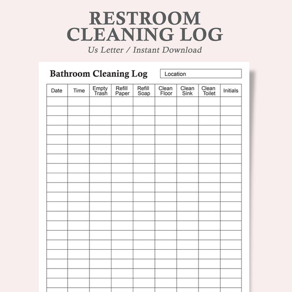 restroom cleaning log,bathroom cleaning log,bathroom checklist,restroom checklist,cleaning checklist,cleaning log,bathroom cleaning log pdf