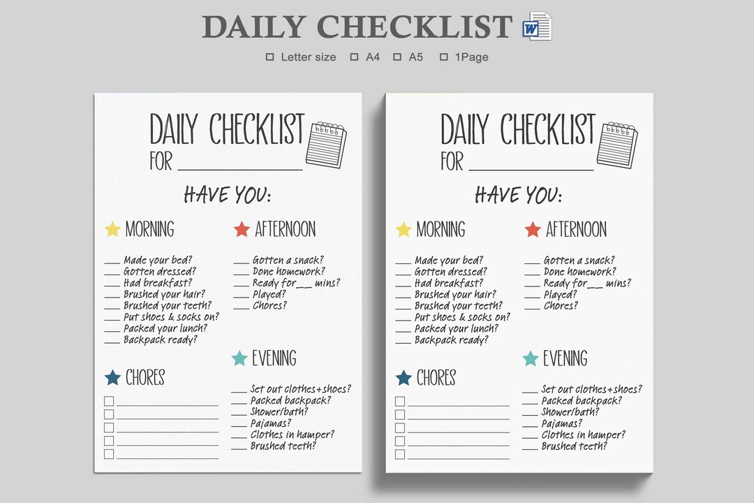 Chore Checklist Template,chore Checklist,chore Checklist Printable ...