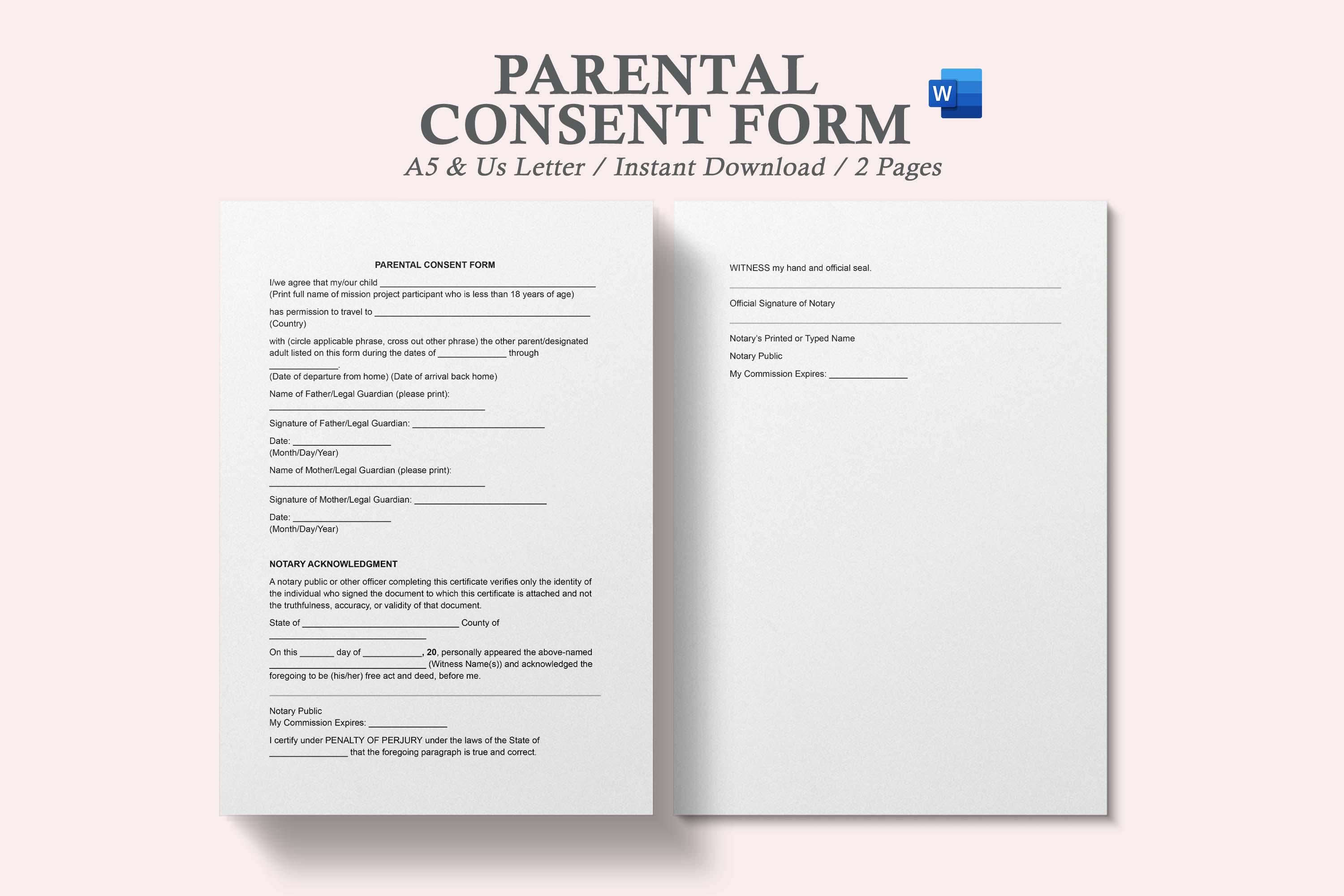Parental Consent Form,parental Consent Letter for Travel,parental ...