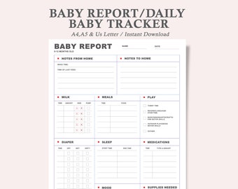 Infant Baby Daily Log - Etsy