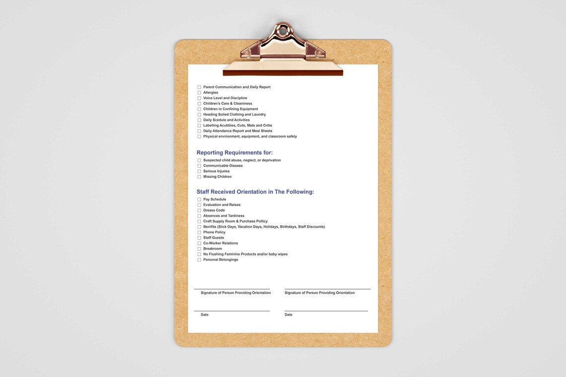 Daycare Employee Orientation,daycare Employee Application - Etsy