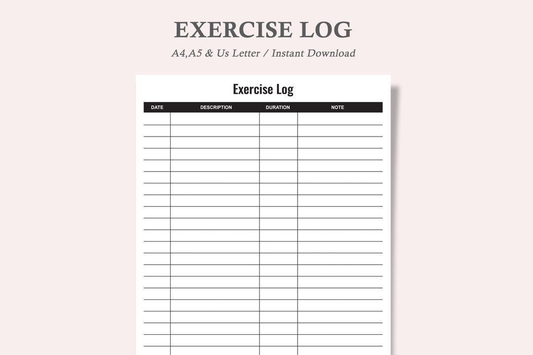 Excercise Activity Log Exercise Tracker,workout Tracker,workout Tracker Printable,workout Log ...